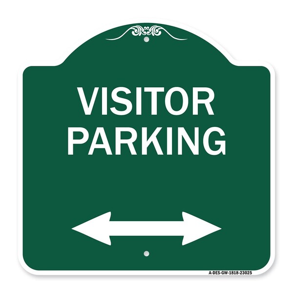 Reserved Parking Visitor Parking Arrow Pointing Left and Right, Green & White, A-DES-GW-1818-23025